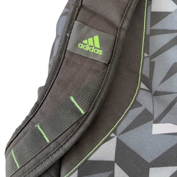 Adidas Black Geometric Pattern with Neon Green Accents Backpack - Picture 5 of 9